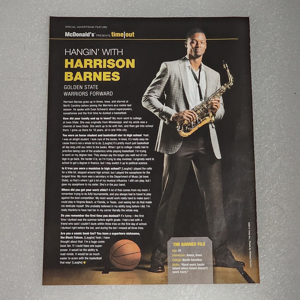 Harrison Barnes Sports Illustrated 2014 Magazine Clipping Article GSW Warriors